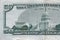 US Capitol on 50 dollars banknote back side closeup macro fragment. United states fifty dollars money bill