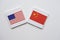 US and China flags on white background