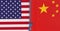 US and Chinese flags combined with a zip, symbolizing the permanent economic connection of both countries