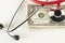 US dollar examined with a stethoscope, concept of healthy money and American economy