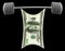 US Dollar lifting heavy barbell of success. Isolated