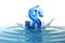 Us dollar sign falling into water with splash
