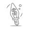 US Dollar sign inside a light bulb. Economy, finance and banking concept. Outline thin line icon.