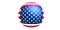 The US flag is in the form of a ball that looks like a motorcyclist\\\'s helmet. 3d rendering