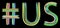 US Hashtag. Multicolored bright isolate curves doodle letters. Hashtag #US is abbreviation for the USA