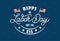 US Labor day logo. Vector illustration of celebration text, USA flag, stars isolated on navy background. Typography poster