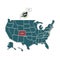 us map with colorado bird. Vector illustration decorative design