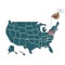 us map with pennsylvania state bird. Vector illustration decorative design