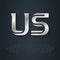 US - Metallic 3d icon or logotype template. U and S initial silver logo. Design element with lineart option. United States