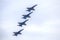 US Navy Blue Angels Hornet Fighter Jets Flying In Formation, Behind Each Other At An Air Show At McDill Air Force Base