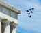 US Navy Blue Angels and US Air Force Thunderbirds Fly Over the National Mall, Washington DC, USA