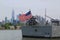 US Navy Ticonderoga-class cruisers USS San Jacinto docked in Brooklyn Cruise Terminal during Fleet Week 2017 in New York.