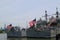 US Navy Ticonderoga-class cruisers USS San Jacinto and USS Monterey docked in Brooklyn Cruise Terminal during Fleet Week 2017