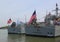 US Navy Ticonderoga-class cruisers USS San Jacinto and USS Monterey docked in Brooklyn Cruise Terminal during Fleet Week 2017