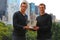 US Open 2014 men doubles champions Bob and Mike Bryan posing with trophy in Central Park