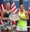 US Open 2016 women doubles runners up Kristina Mladenovic (L) and Caroline Garcia of France during trophy presentation