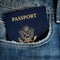 Us passport in jeans