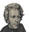 US President Andrew Jackson face on twenty dollar bill macro isolated, united states money closeup