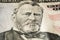 US president Ulysses Grant portrait on fifty dollar bill extreme macro, 50 usd