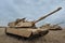 US tank Abrams A1M1 in military polygon in the exercise Platinum Lynx