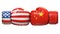 USA against Chinese boxing glove, America vs. China international conflict or rivalry 3d rendering