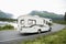 USA, Alaska, Recreational Vehicle Driving On Road