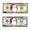USA banking currency, cash symbol 50 dollars bill with Santa Claus.