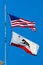 USA and California State Flags