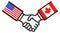 USA CANADA business deal, trade agreement, USMCA, CUSMA, handshake, concept, graphic