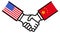 USA CHINA business deal, trade agreement, handshake, friendship, concept, graphic