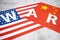 USA & China - disagreement, US of America and Chinese flags. Relationship conflict between USA and China. Trade deal