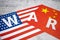 .USA and China - disagreement, US of America and Chinese flags. Relationship conflict between USA and China. Trade deal