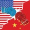 USA China trade war boxing gloves