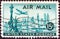 USA - CIRCA 1947: A stamp printed in USA shows statue of Liberty, New York city and a Lockheed Constellation airplane, circa 1947.