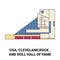 Usa, Cleveland,Rock , And Roll Hall Of Fame travel landmark vector illustration