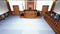USA courtroom interior view animation.