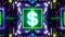 USA dollar money sign futuristic animation. Money symbol on neon background
