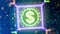 USA Dollar sign currency animated logo. Financial animation, digital glitch
