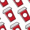 USA drink soda or cola seamless pattern beverage in takeaway cup