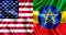 USA and Ethiopia flag silk