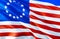 USA flag. 3D Waving flag design. The national symbol of USA, 3D rendering. Betsy Ross National colors. National flag of USA in