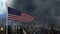 USA flag against storm in big city 3d illustration