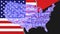 USA flag and an Antifa flag with a map
