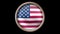USA flag button isolated on black