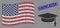 USA Flag Collage of Graduation Cap and Grunge Knowledge Seal