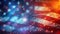 USA flag on defocused light bokeh background. Template for celebrating United States of America national holidays - 4th of July,