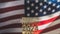 The Usa flag and gold text presidential election 2024 for vote concept 3d rendering