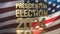 The Usa flag and gold text presidential election 2024 for vote concept 3d rendering