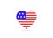 USA flag inside love or heart shape