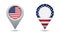 USA flag location pin